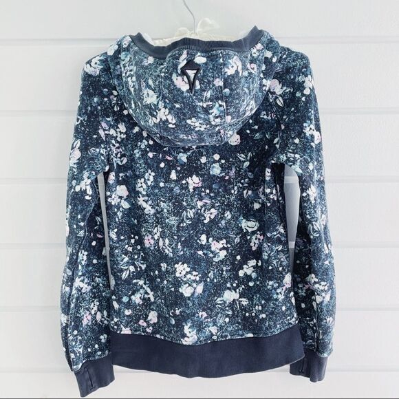 Ivivva Full Zip The Hoodie Sweatshirt Jacket In Aurora Flower White Aqua Glow 12 - Picture 6 of 12